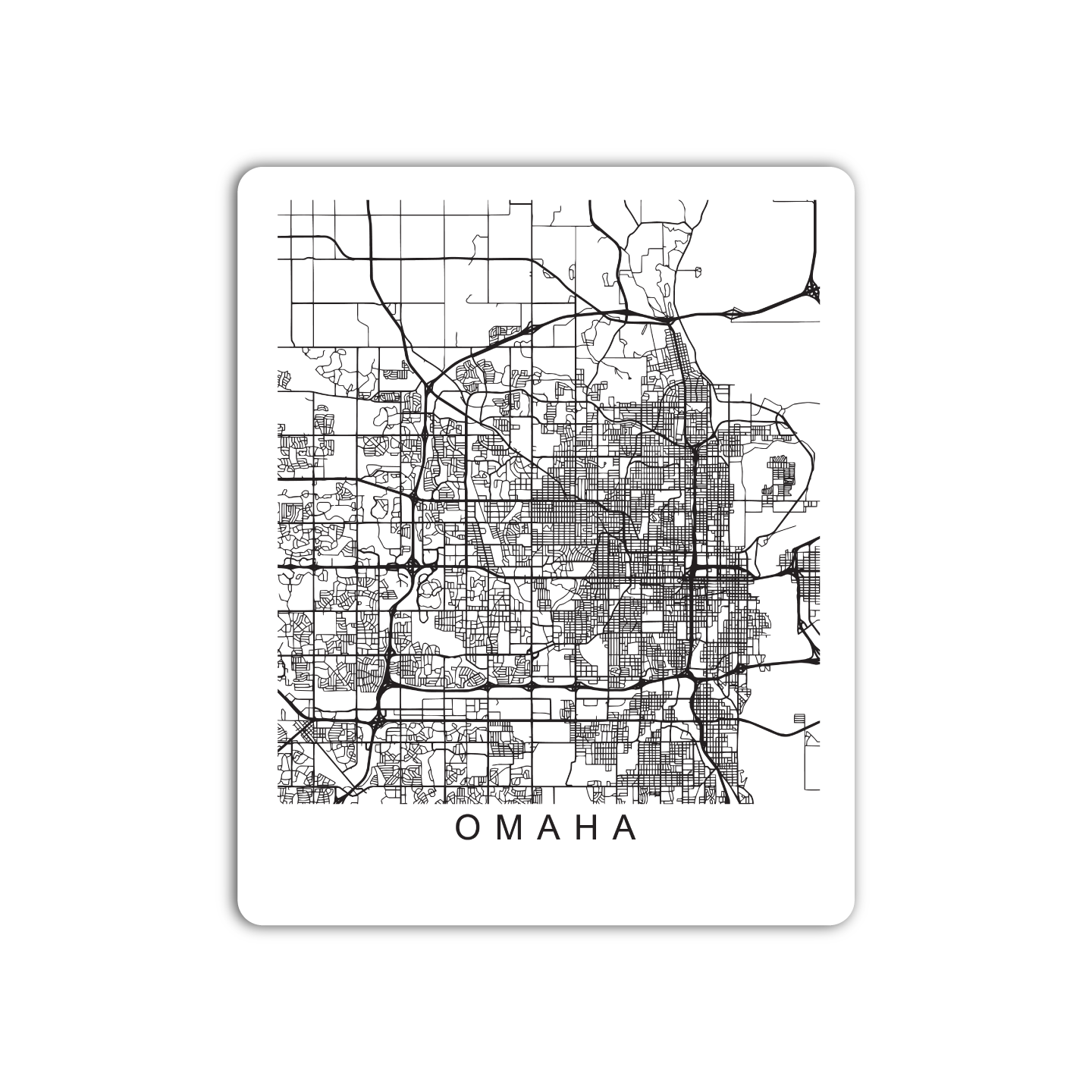 Omaha U.S. Street Map Sticker