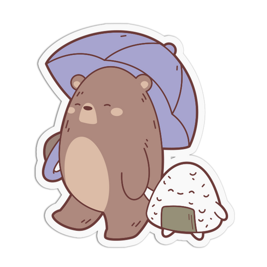Rainy Stroll - Onigiri Bear Sticker