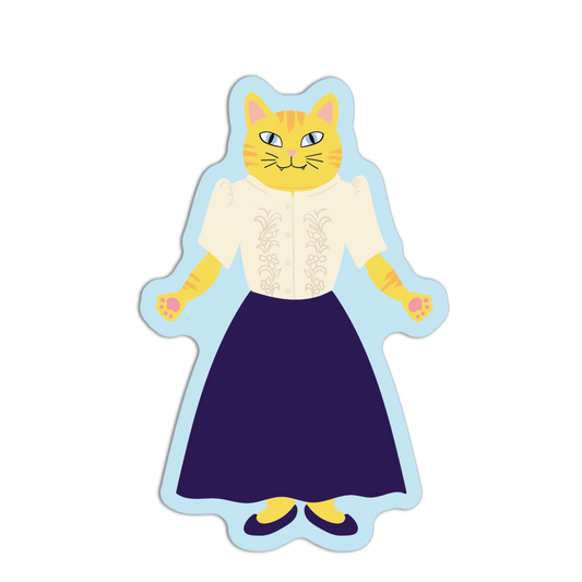 Yellow Filipiniana Cats Textured Stickers