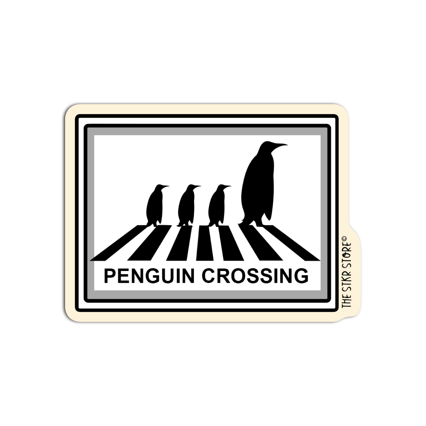 Penguin Crossing Funny Road Sign Sticker