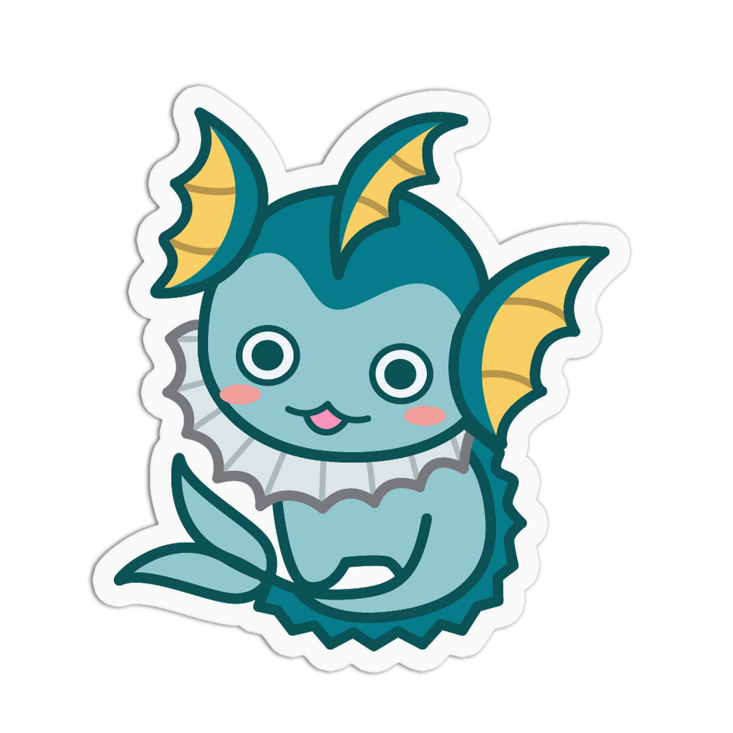 Cartoon character with blue and yellow colors on a white background
