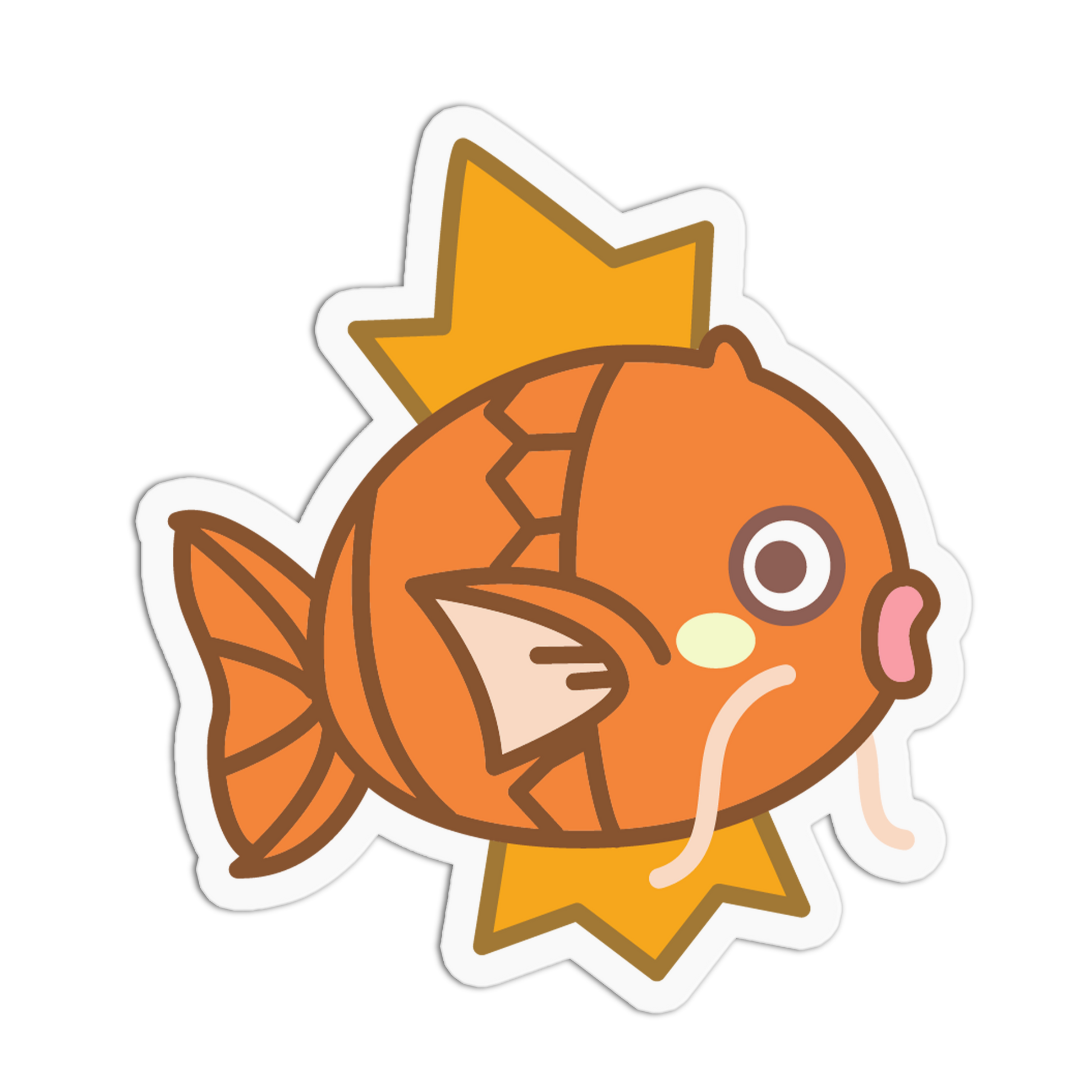 Cartoon fish with a yellow crown on a transparent background