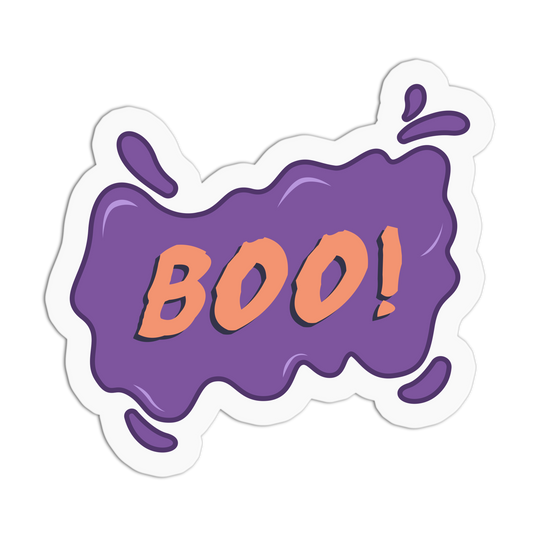 Purple Splash with “BOO!” Halloween Textured Stickers