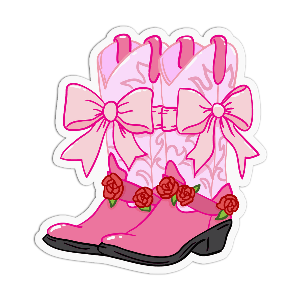 Floral Boots Roses And Cowgirls Sticker