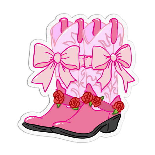 Floral Boots Roses And Cowgirls Sticker
