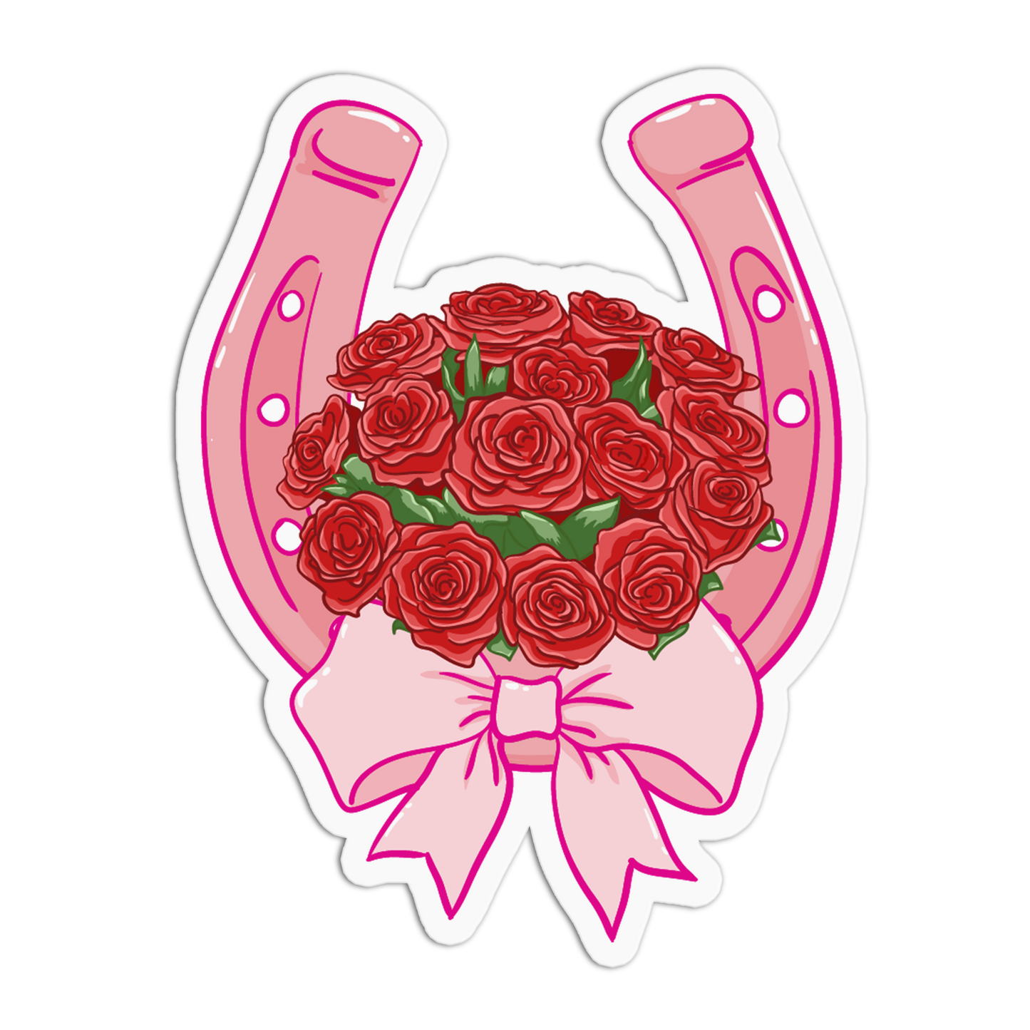 Floral Horseshoe Roses And Cowgirls Sticker