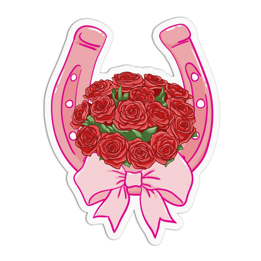 Floral Horseshoe Roses And Cowgirls Sticker