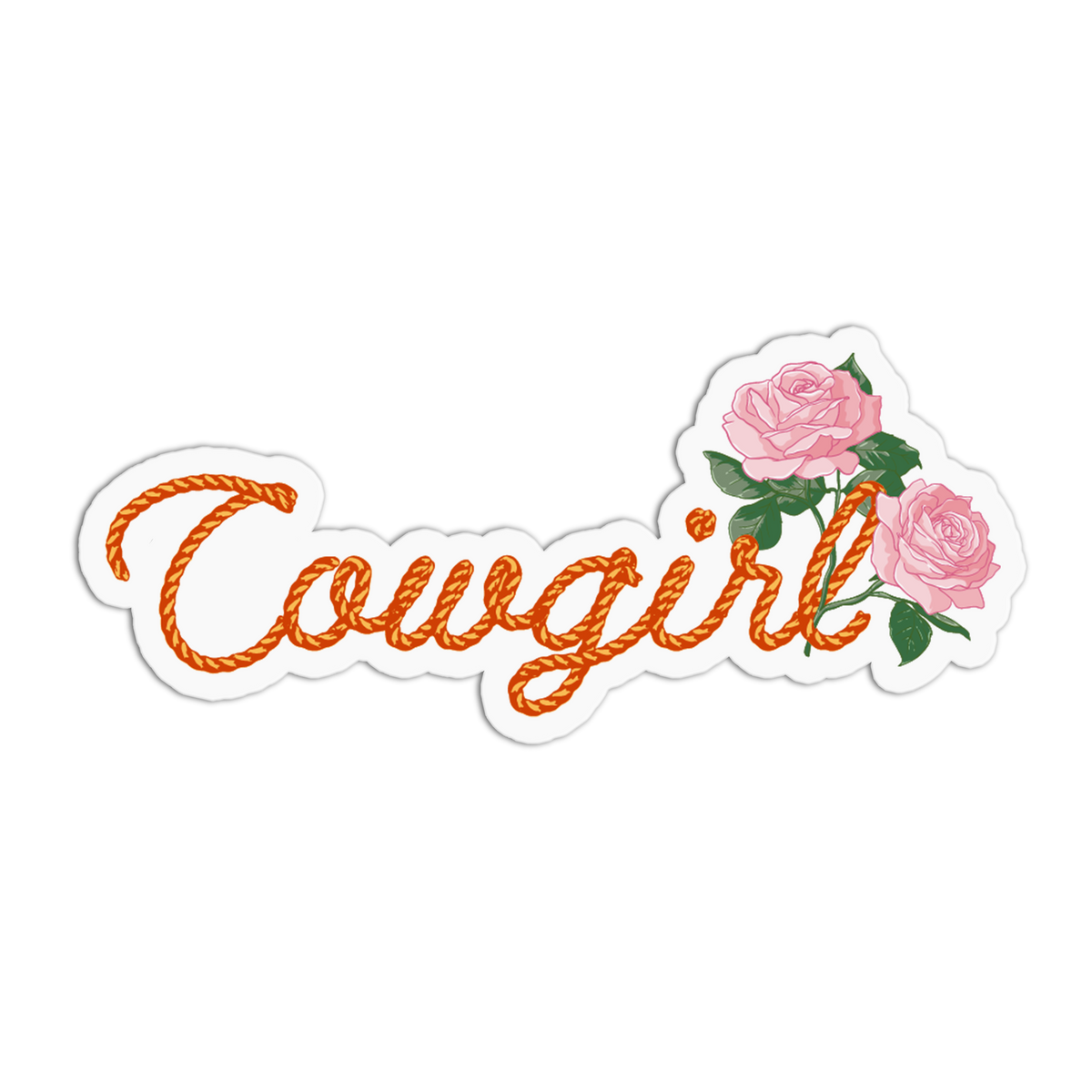 Rope Script Roses And Cowgirls Sticker