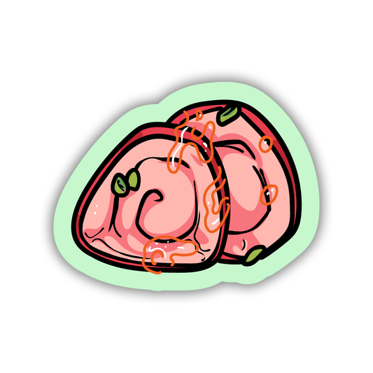Illustration of a brain with a bow on a light green background