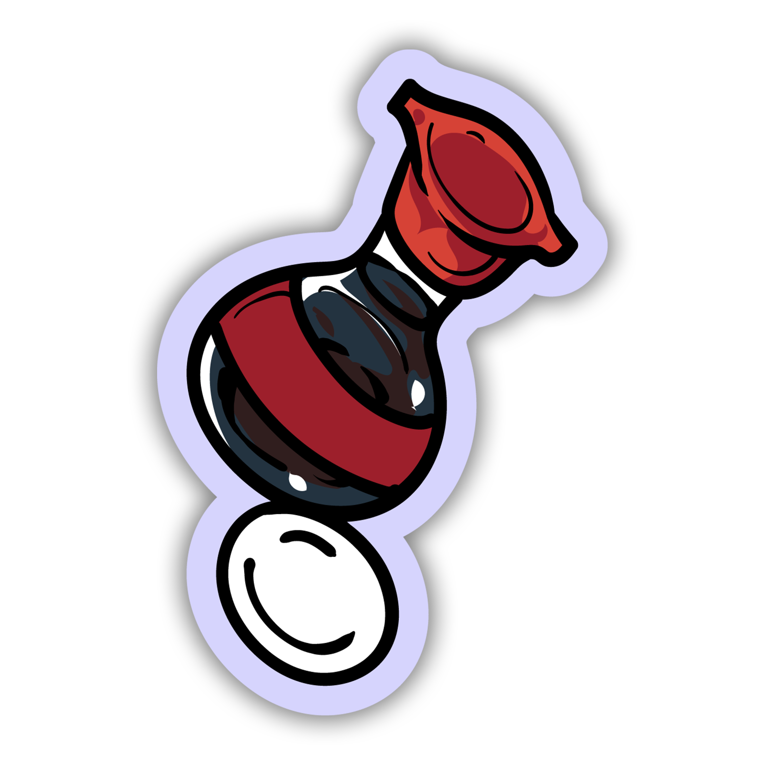 Cartoon-style bottle of soy sauce with a saucer on a white background