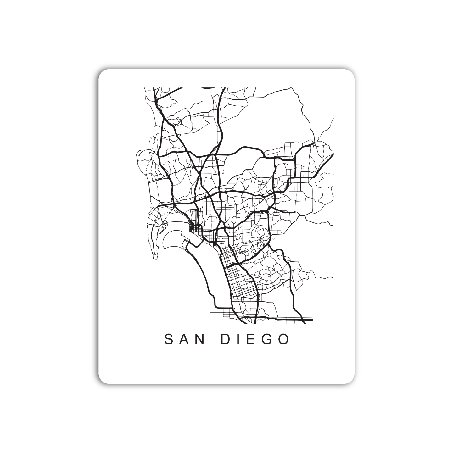 San Diego U.S. Street Map Sticker