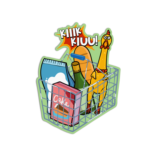 Screaming Chicken grocery shopping basket Sticker