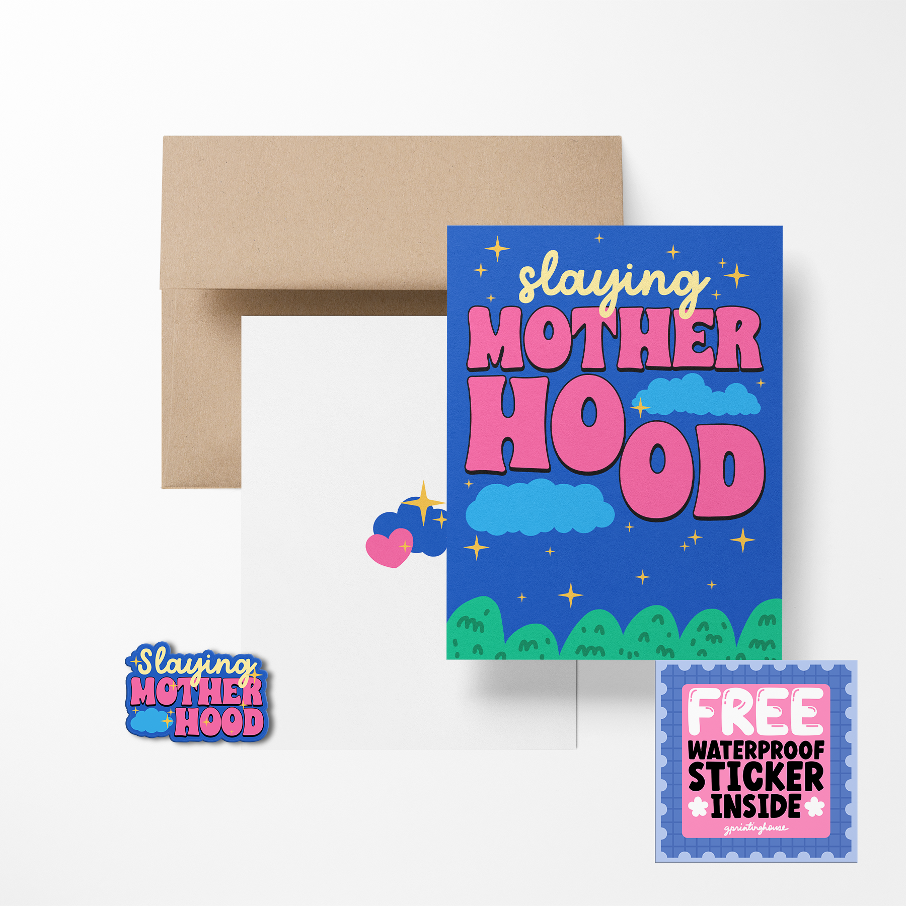 Slaying Mother Hood Greeting Card with Sticker