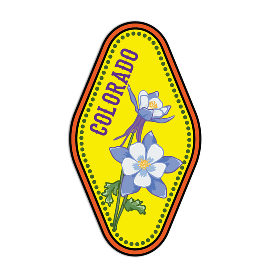 Colorful Colorado license plate with flowers on a white background