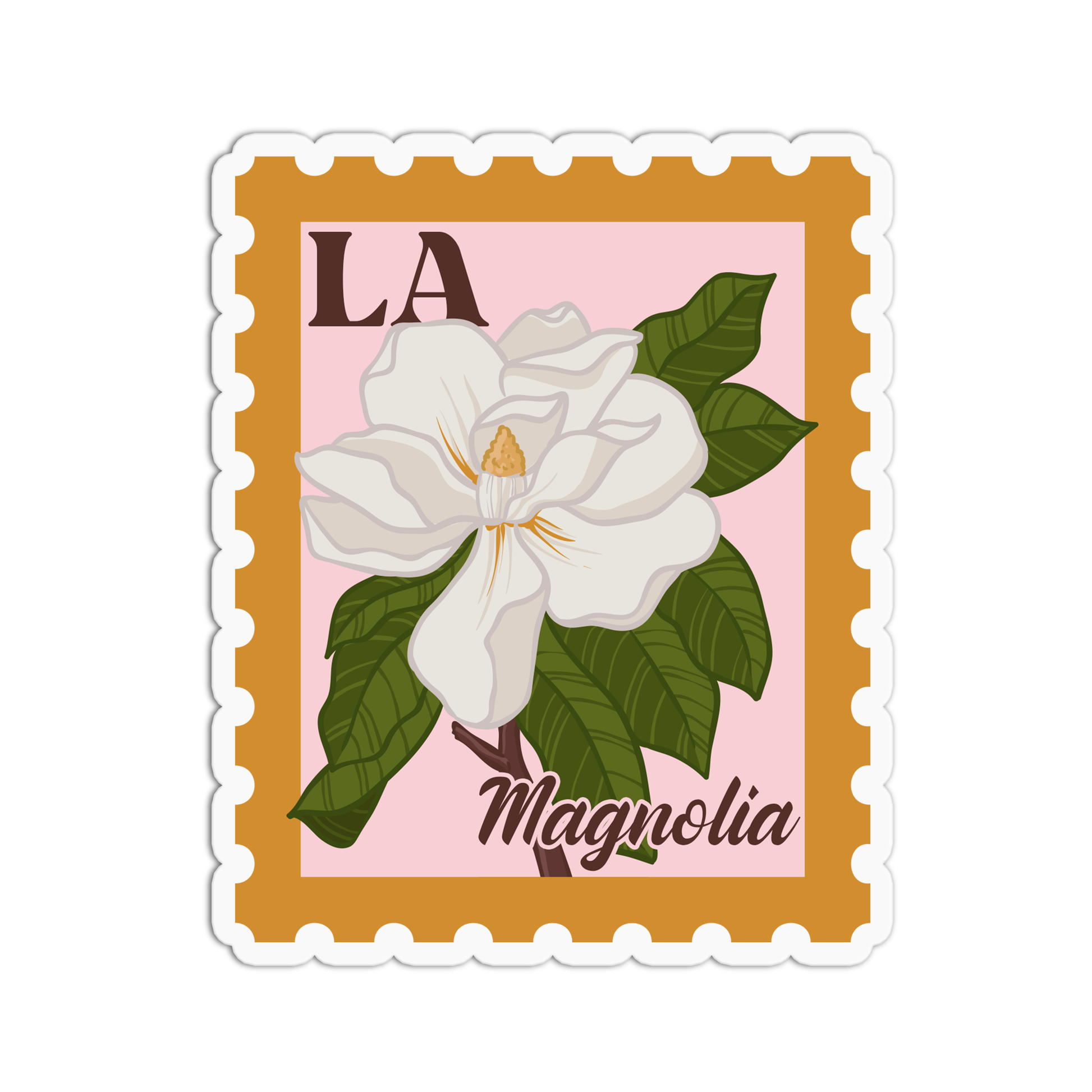 Louisiana Magnolia State Flower Stamp Sticker