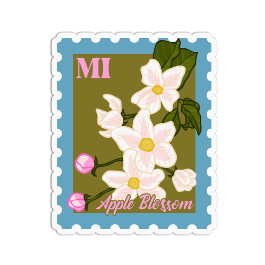 Michigan Apple Blossom State Flower Stamp Sticker