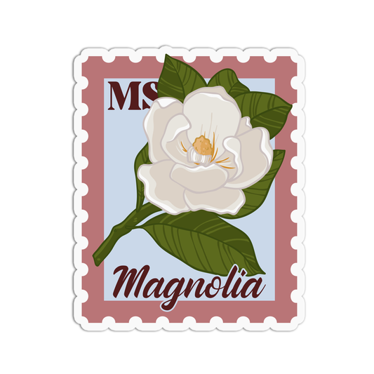 Mississippi Magnolia State Flower Stamp Sticker