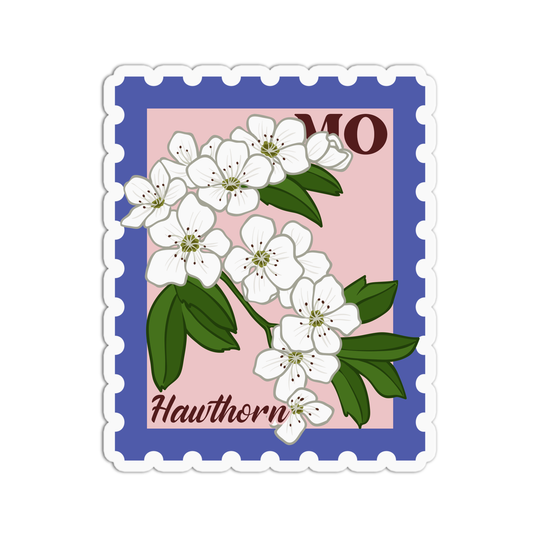 Missouri Hawthorn State Flower Stamp Sticker