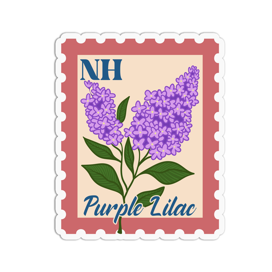 New Hampshire Purple Lilac State Flower Stamp Sticker