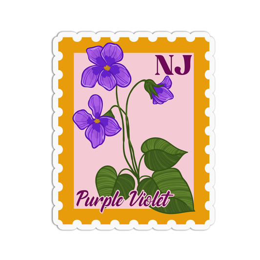 New Jersey Purple Violet State Flower Stamp Sticker
