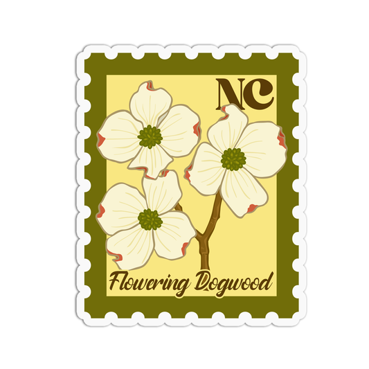 North Carolina Flowering Dogwood State Flower Stamp Sticker