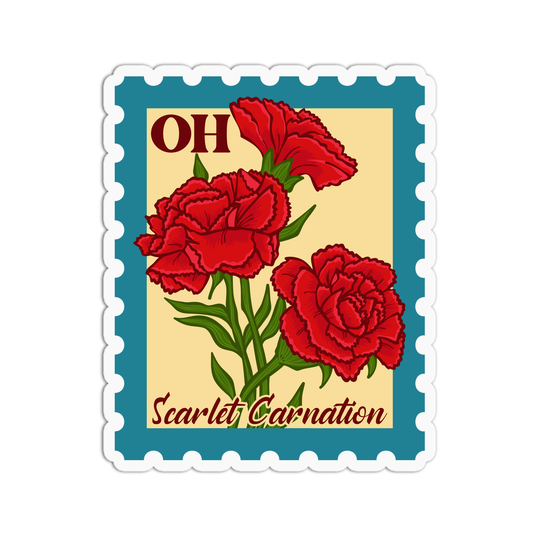 Ohio Scarlet Carnation State Flower Stamp Sticker