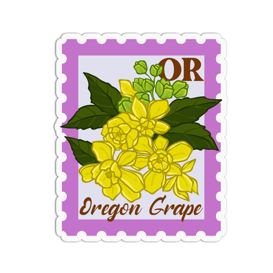 Oregon Grape State Flower Stamp Sticker