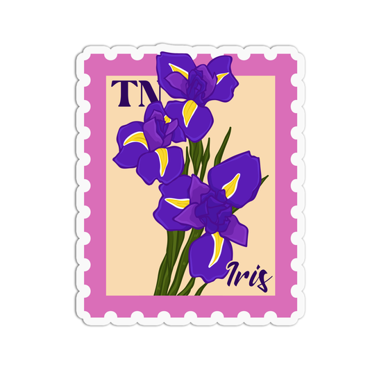 Tennessee Iris State Flower Stamp Sticker