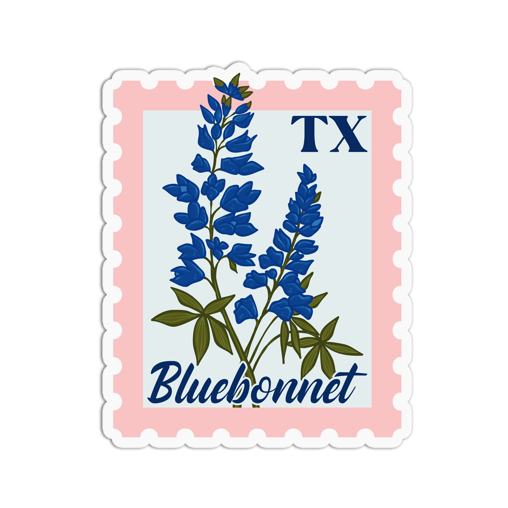 Texas Bluebonnet State Flower Stamp Sticker
