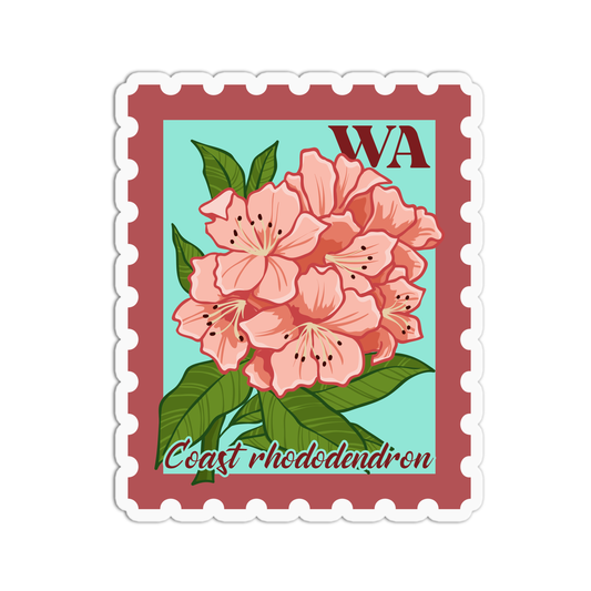 Washington Coast Rhododendron State Flower Stamp Sticker