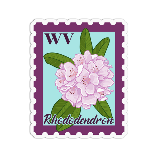 West Virginia Rhododendron State Flower Stamp Sticker