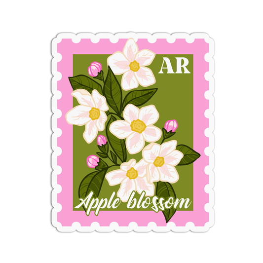 Arkansas Apple Blossom State Flower Stamp Sticker