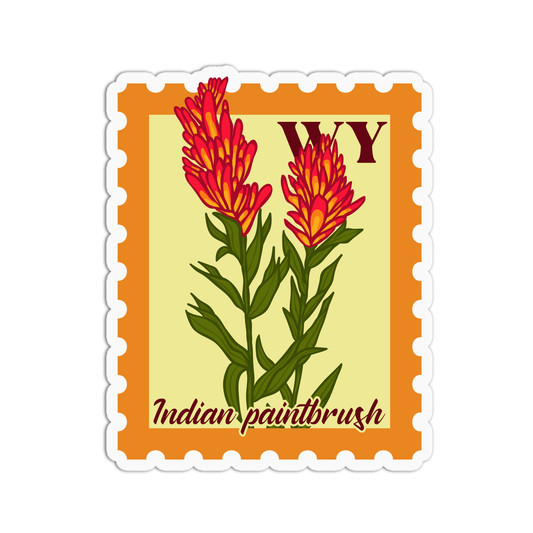 Wyoming Indian Paintbrush State Flower Stamp Sticker