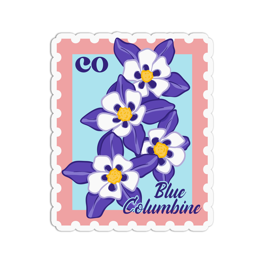 Colorado Blue Columbine State Flower Stamp Sticker