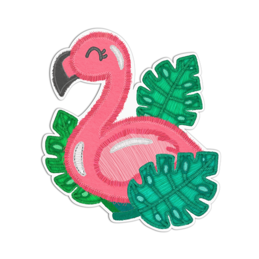 Flamingo Patch Style Textured Stickers