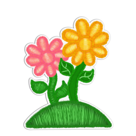 Flowers Patch Style Textured Stickers