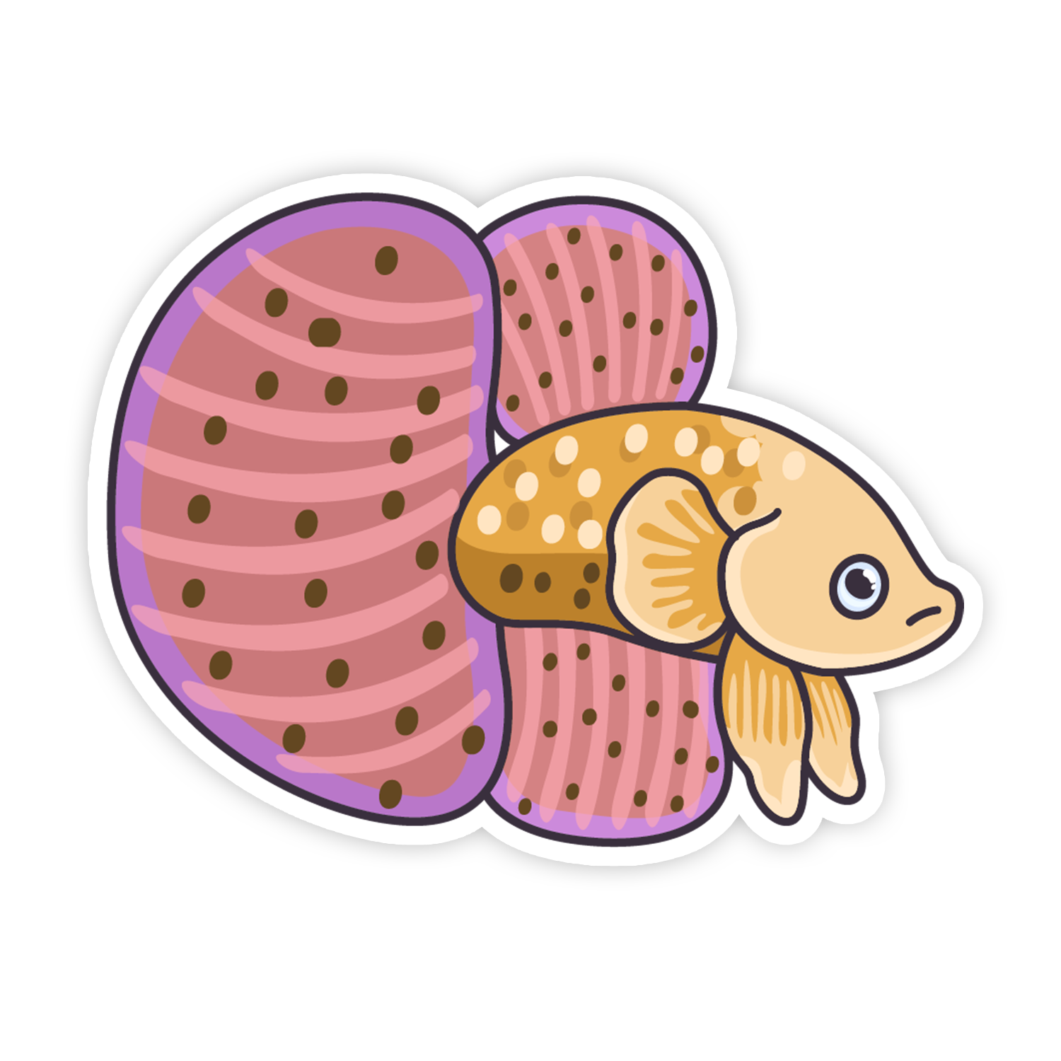 Sticker of a fish with polka dot pattern on a white background
