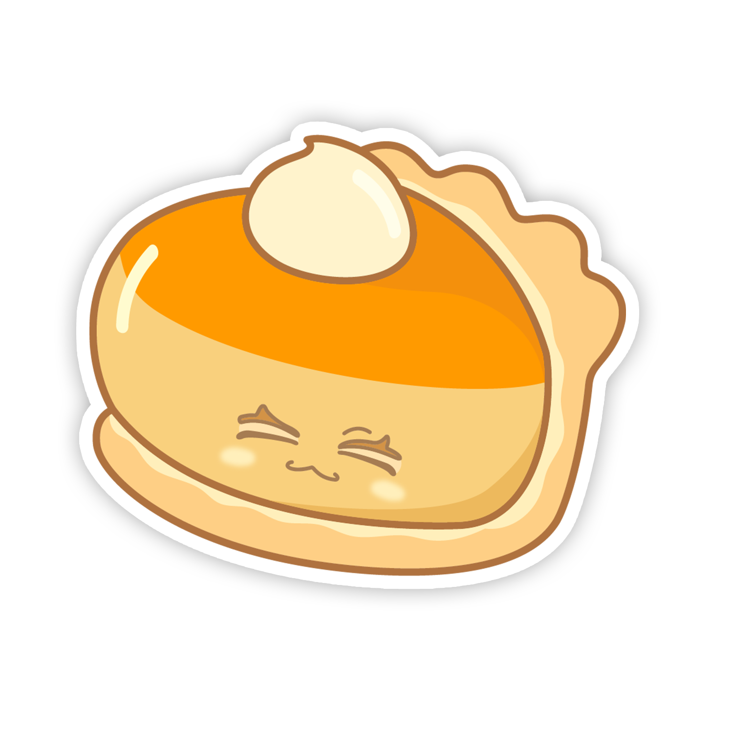 Cartoon-style pastry with a face on a white background