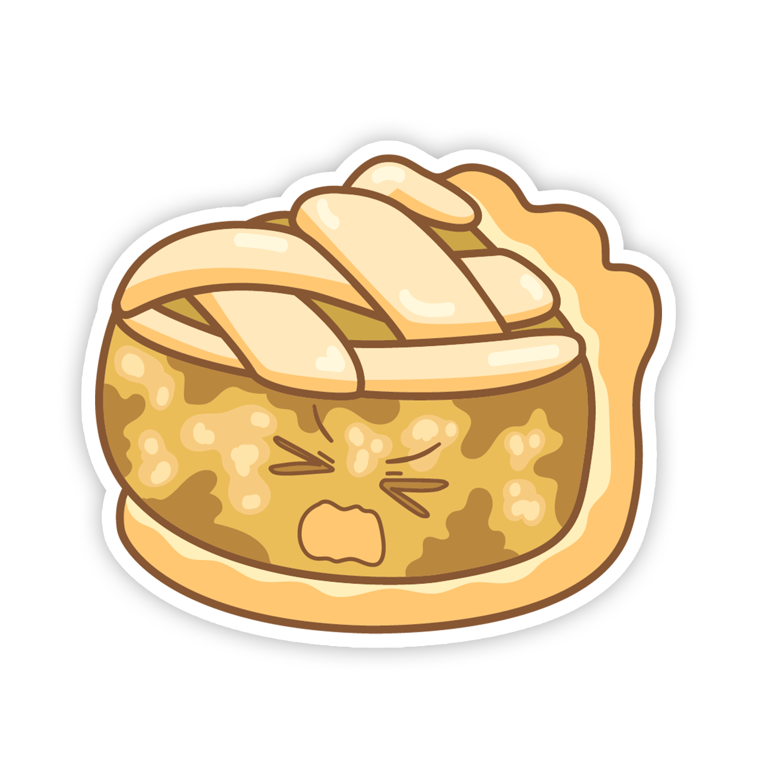Cartoon-style hot dog bun with sausages on a white background