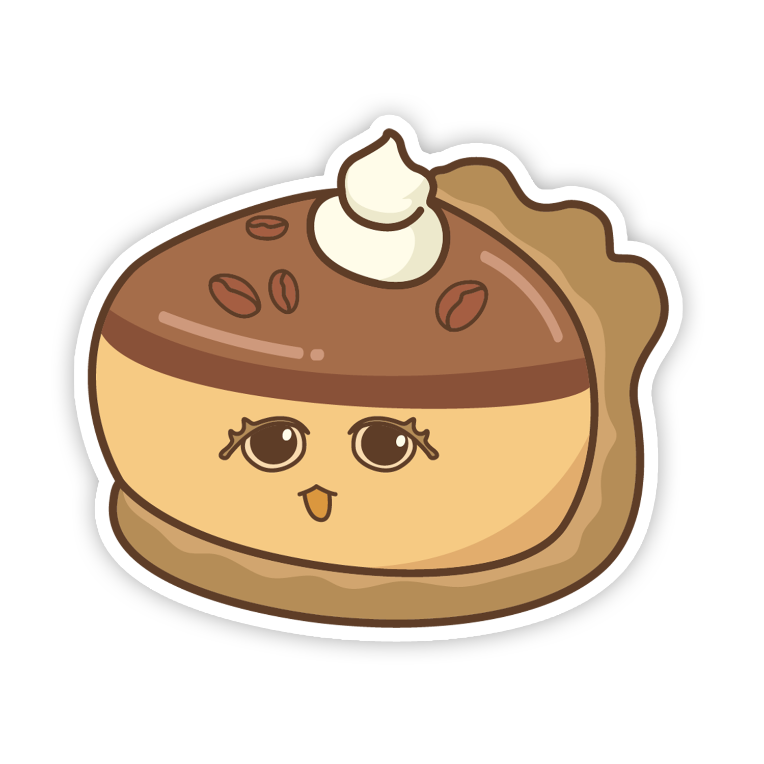 Cartoon pastry with a face on a white background