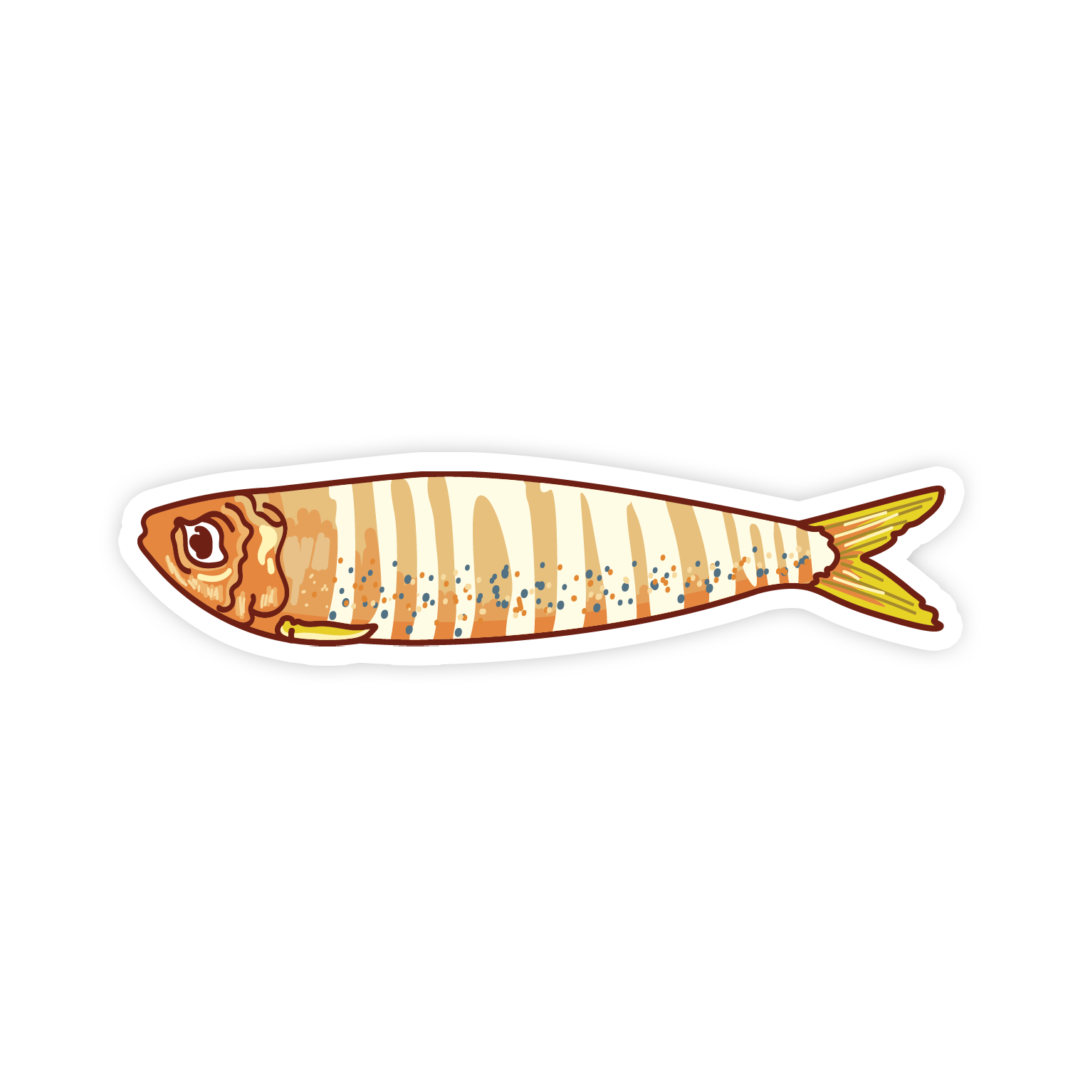 Illustration of a fish with striped pattern on a white background