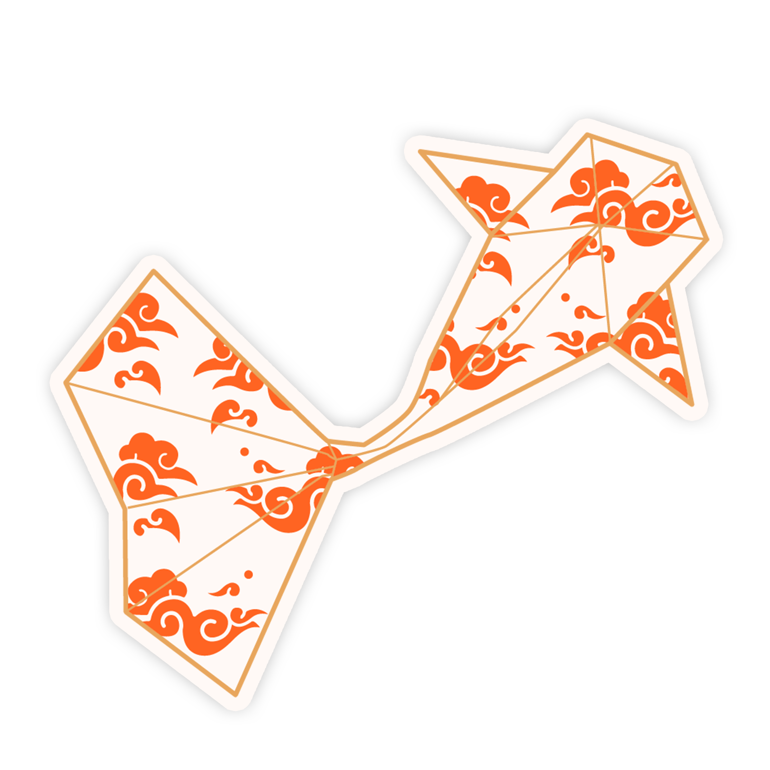 Decorative kite with orange patterns on a white background