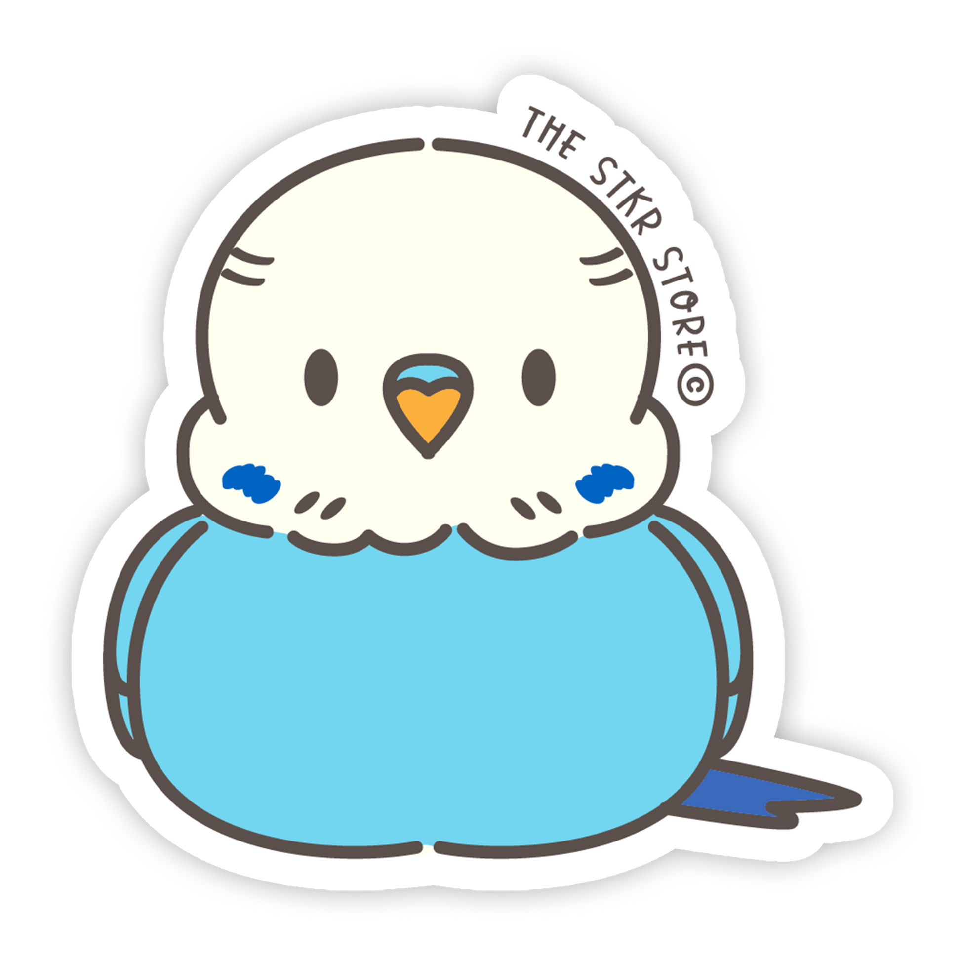 Front-Facing Blue Budgie - Kawaii Birds Sticker - The Stkr Store