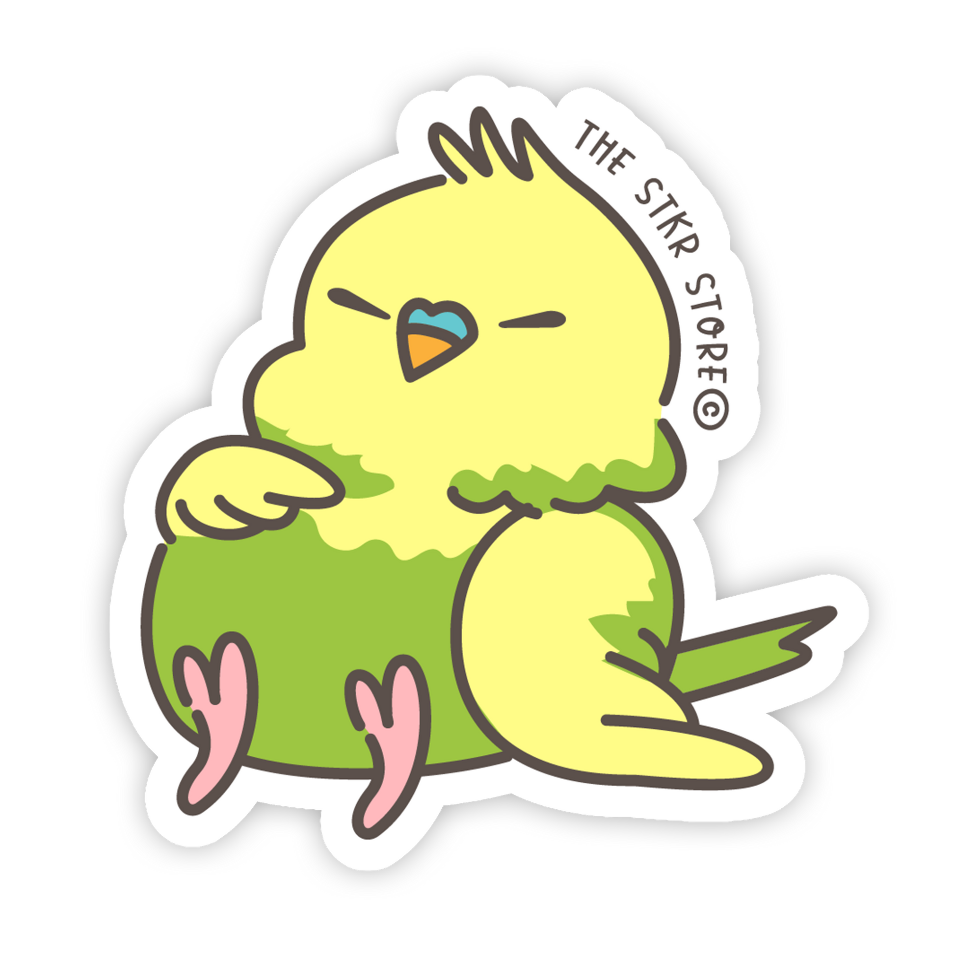 Sassy Green Budgie - Kawaii Birds Sticker - The Stkr Store