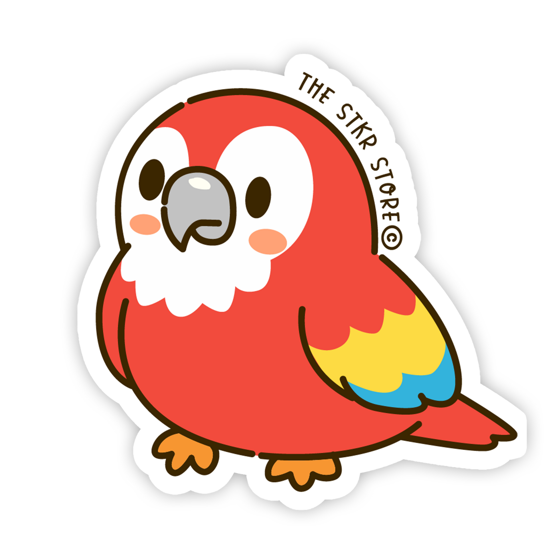 Scarlet Macaw - Kawaii Birds Sticker - The Stkr Store