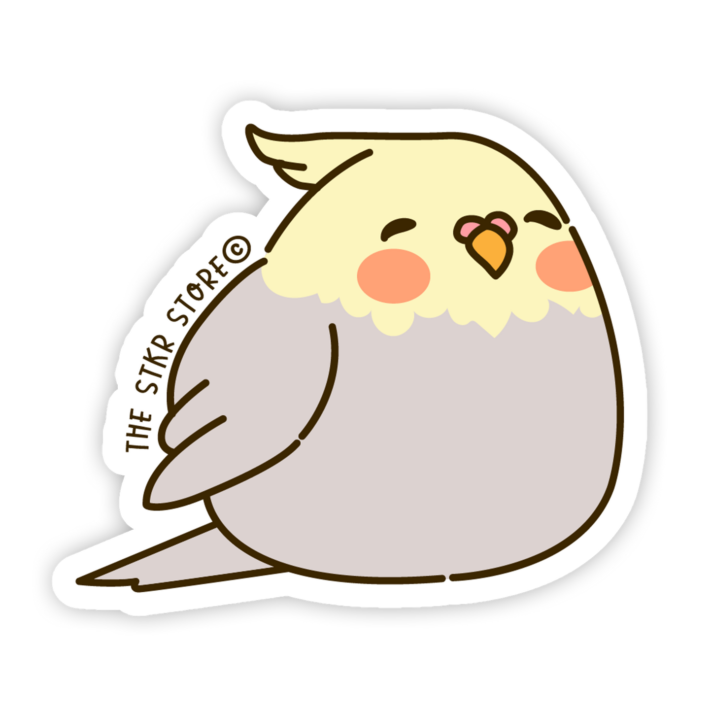 Content Grey Cockatiel - Kawaii Birds Sticker - The Stkr Store