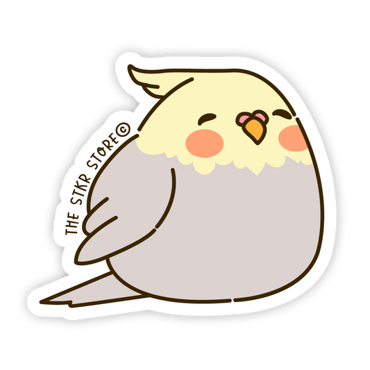 Content Grey Cockatiel - Kawaii Birds Sticker - The Stkr Store