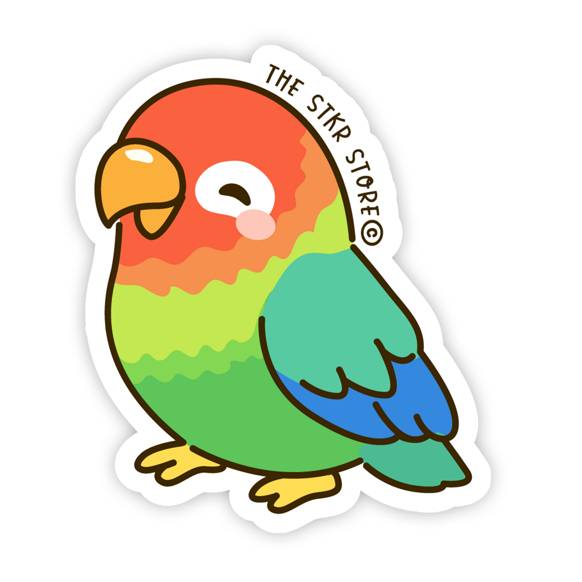 Radiant Lovebird - Kawaii Birds Sticker - The Stkr Store