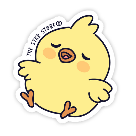 Sleepy Yellow Chick - Kawaii Birds Sticker - The Stkr Store