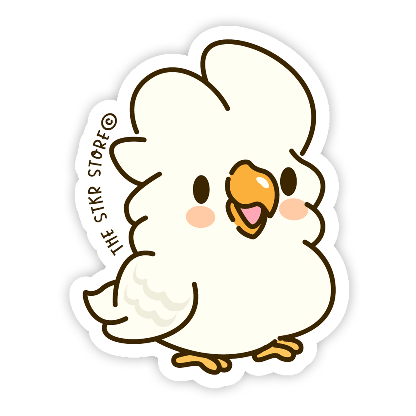Cartoon chicken sticker with a white background